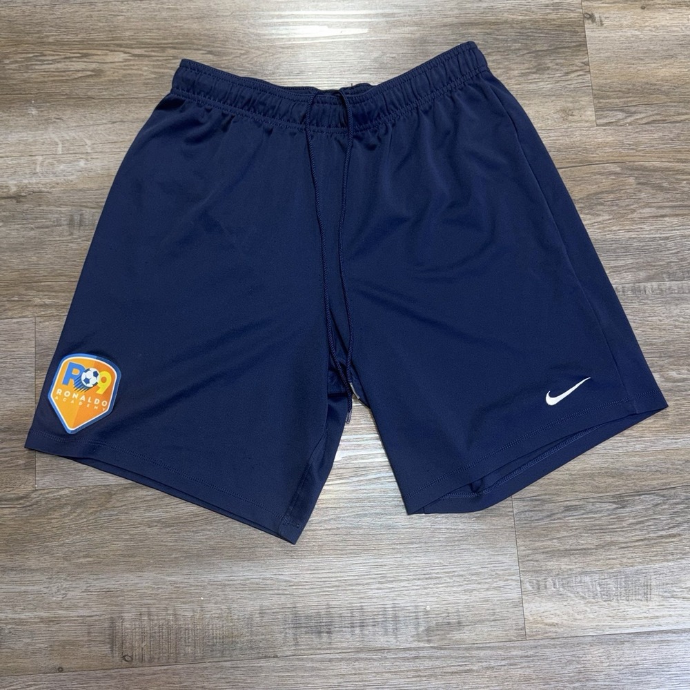 Nike Dry Park II Soccer Shorts Mens L Navy Colorway Ronaldo Academy Badge Patch